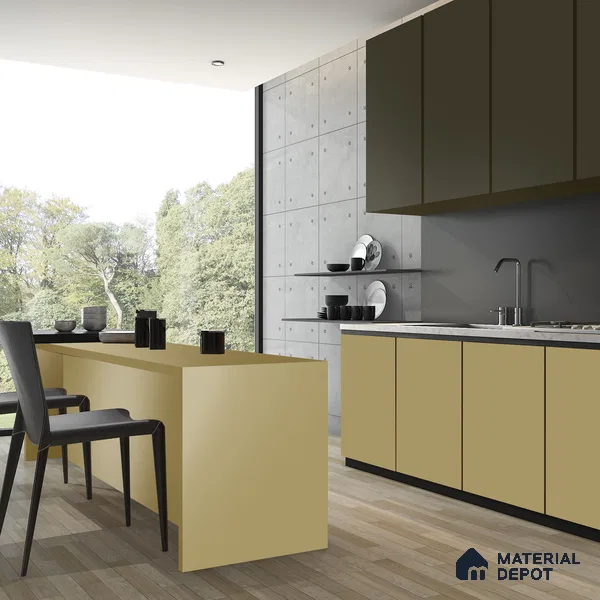 Black Solid Colors Look CRYSTAL 1162 8 ft x 4 ft High Gloss Finish Decorative Laminate - 1.25 mm | Suitable for Living Room, Kitchen, Office