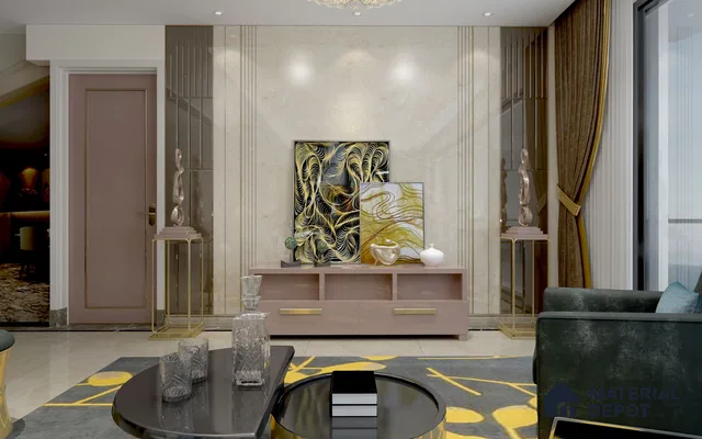 Beige Solid Colors Look Crystal 1169 8 ft x 4 ft High Gloss Finish Decorative Laminate - 1.25 mm | Suitable for Living Room, Kitchen, Office