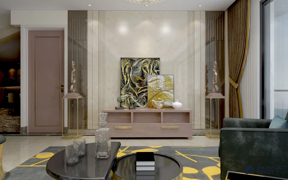 Beige Solid Colors Look Crystal 1169 8 ft x 4 ft High Gloss Finish Decorative Laminate - 1.25 mm | Suitable for Living Room, Kitchen, Office