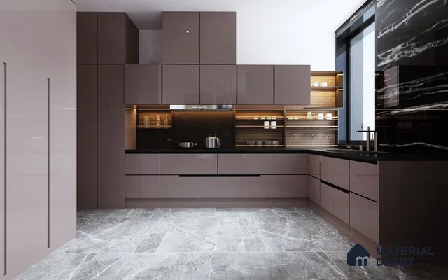 Grey Solid Colors Look Crystal 1170 8 ft x 4 ft High Gloss Finish Decorative Laminate - 1.25 mm | Suitable for Living Room, Kitchen, Office
