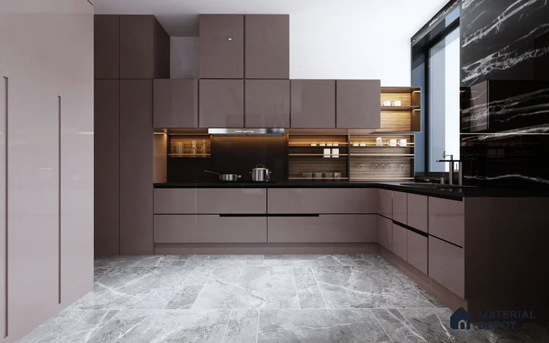 Grey Solid Colors Look Crystal 1170 8 ft x 4 ft High Gloss Finish Decorative Laminate - 1.25 mm | Suitable for Living Room, Kitchen, Office