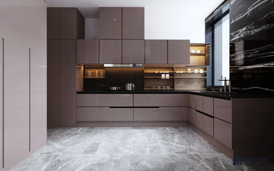 Grey Solid Colors Look Crystal 1170 8 ft x 4 ft High Gloss Finish Decorative Laminate - 1.25 mm | Suitable for Living Room, Kitchen, Office