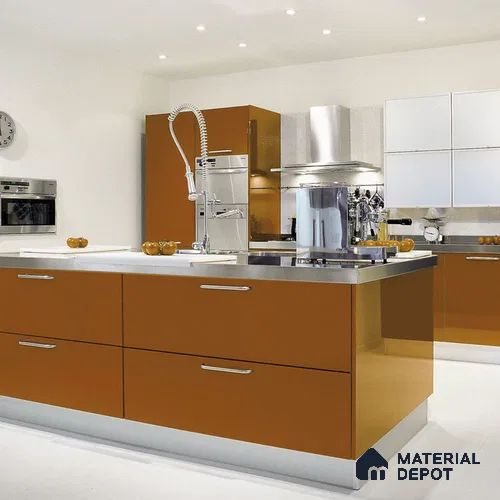 Brown Solid Colors Look Crystal 1172 8 ft x 4 ft High Gloss Finish Decorative Laminate - 1.25 mm | Suitable for Living Room, Kitchen, Office