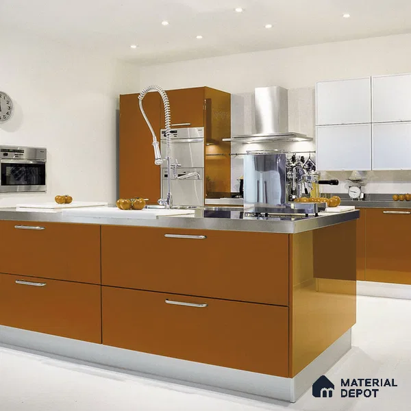 Brown Solid Colors Look Crystal 1172 8 ft x 4 ft High Gloss Finish Decorative Laminate - 1.25 mm | Suitable for Living Room, Kitchen, Office