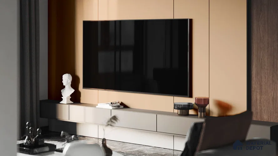 Beige Solid Colors Look Crystal 1188 8 ft x 4 ft High Gloss Finish Decorative Laminate - 1.25 mm | Suitable for Living Room, Kitchen, Office