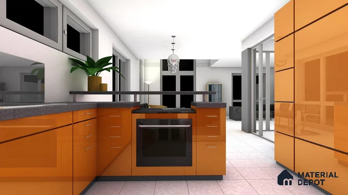 Orange Solid Colors Look Crystal 1190 8 ft x 4 ft High Gloss Finish Decorative Laminate - 1.25 mm | Suitable for Living Room, Kitchen, Office