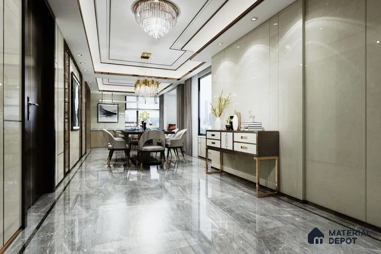 White Marble Look Crystal 1201 8 ft x 4 ft High Gloss Finish Decorative Laminate - 1.25 mm | Suitable for TV Unit, Wardrobe, Kitchen Cabinets