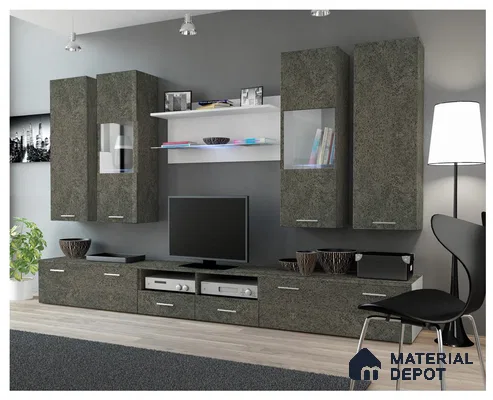 Grey Terrazzo Look Crystal 1203 8 ft x 4 ft High Gloss Finish Decorative Laminate - 1.25 mm | Suitable for TV Unit, Wardrobe, Kitchen Cabinets