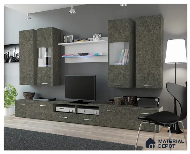 Grey Terrazzo Look Crystal 1203 8 ft x 4 ft High Gloss Finish Decorative Laminate - 1.25 mm | Suitable for TV Unit, Wardrobe, Kitchen Cabinets