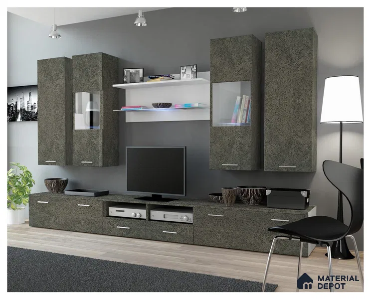 Grey Terrazzo Look Crystal 1203 8 ft x 4 ft High Gloss Finish Decorative Laminate - 1.25 mm | Suitable for TV Unit, Wardrobe, Kitchen Cabinets