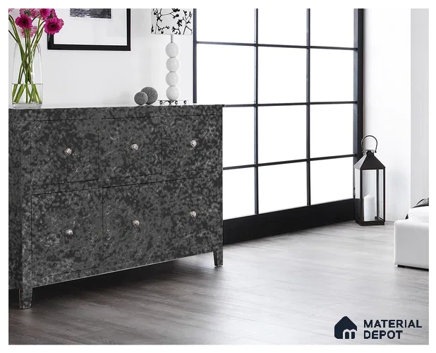 Black Marble Look Crystal 1204 8 ft x 4 ft High Gloss Finish Decorative Laminate - 1.25 mm | Suitable for TV Unit, Wardrobe, Kitchen Cabinets