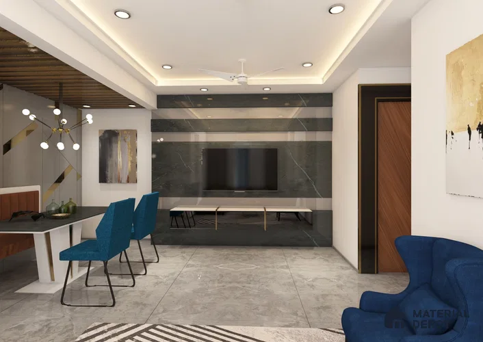 Black Marble Look Crystal 1209 8 ft x 4 ft High Gloss Finish Decorative Laminate - 1.25 mm | Suitable for TV Unit, Wardrobe, Kitchen Cabinets