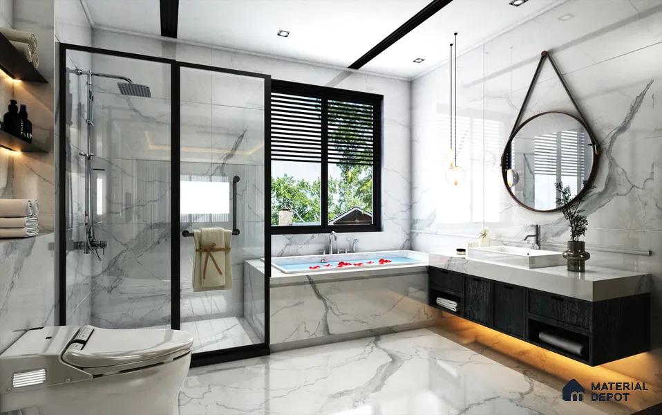 Stone Look Crystal 1212 8 ft x 4 ft High Gloss Finish Decorative Laminate - 1.25 mm | Suitable for TV Unit, Wardrobe, Kitchen Cabinets