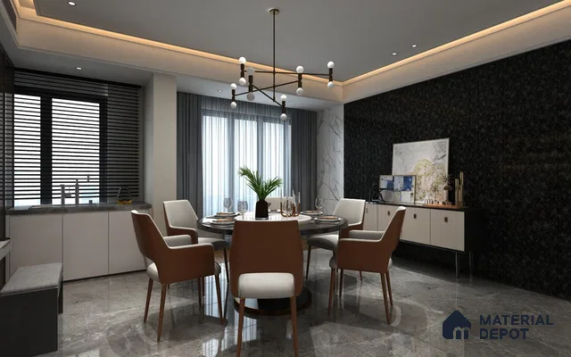 Black Marble Look Crystal 1222 8 ft x 4 ft High Gloss Finish Decorative Laminate - 1.25 mm | Suitable for TV Unit, Wardrobe, Kitchen Cabinets