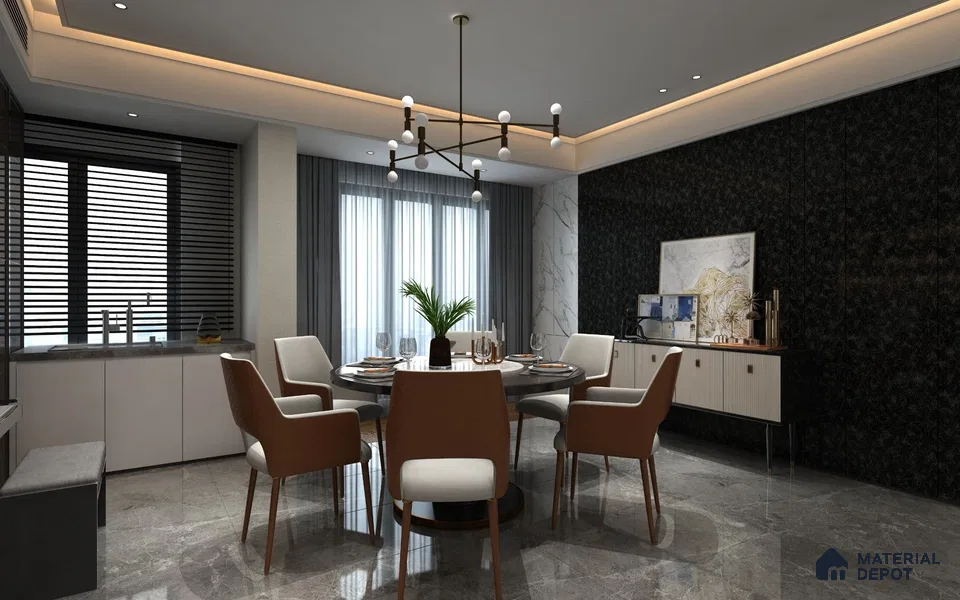 Black Marble Look Crystal 1222 8 ft x 4 ft High Gloss Finish Decorative Laminate - 1.25 mm | Suitable for TV Unit, Wardrobe, Kitchen Cabinets