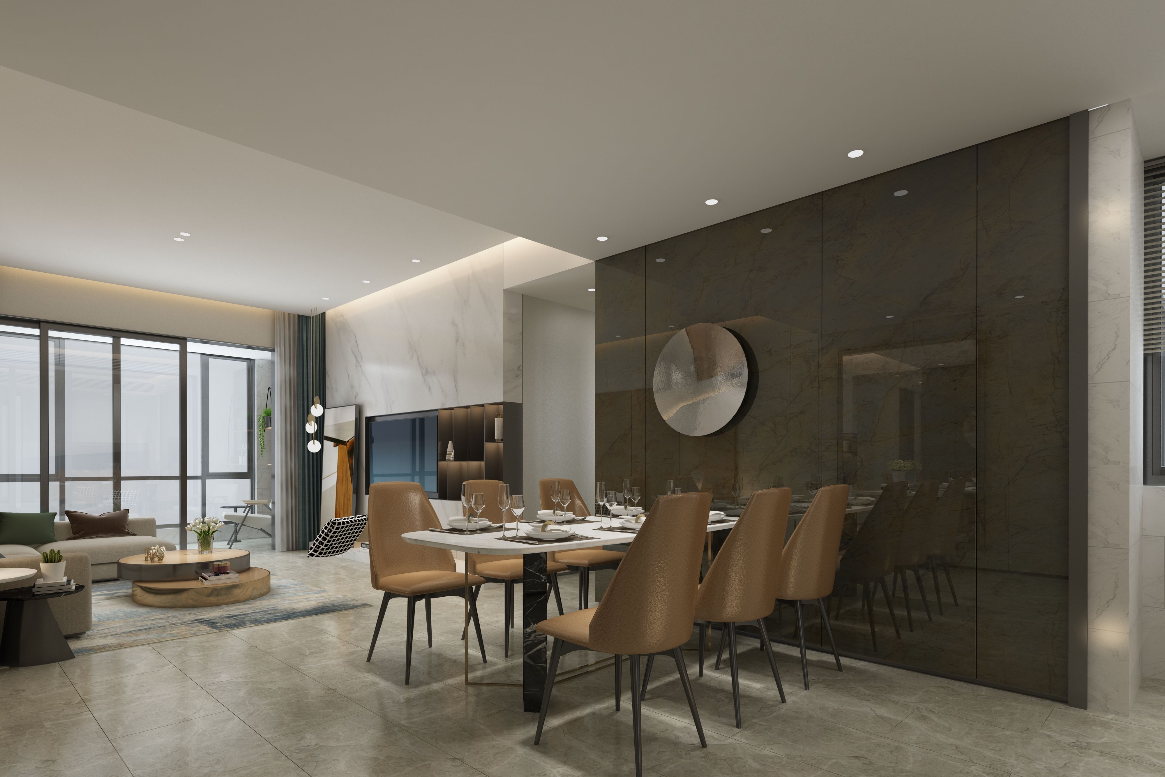 Brown Marble Look Crystal 1226 8 ft x 4 ft High Gloss Finish Decorative Laminate - 1.25 mm | Suitable for TV Unit, Wardrobe, Kitchen Cabinets