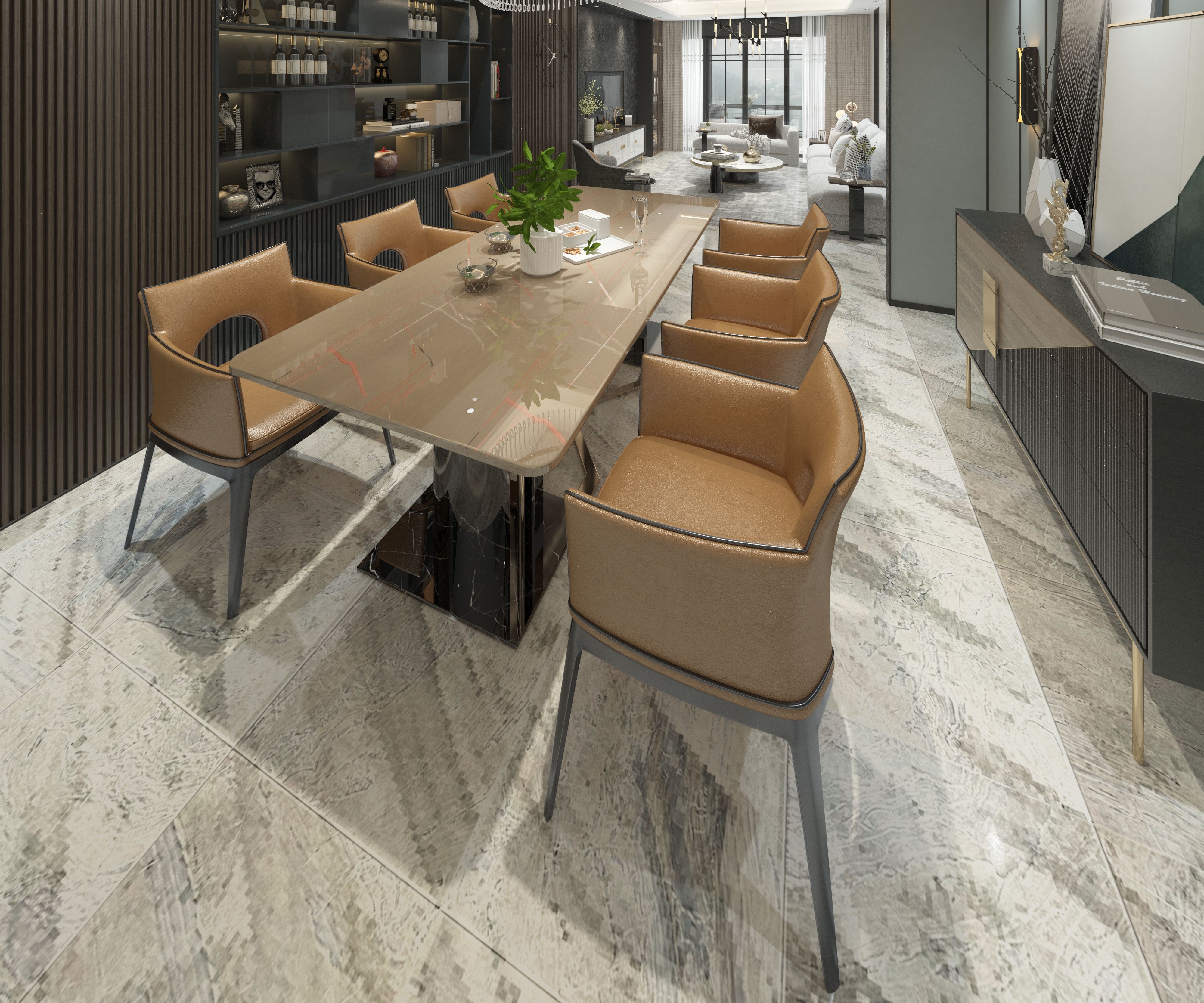Brown Marble Look Crystal 1238 8 ft x 4 ft High Gloss Finish Decorative Laminate - 1.25 mm | Suitable for TV Unit, Wardrobe, Kitchen Cabinets