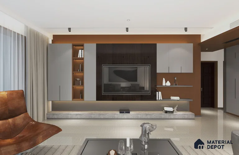 Wooden Look Crystal 1245 8 ft x 4 ft High Gloss Finish Decorative Laminate - 1.25 mm | Suitable for TV Unit, Wardrobe, Kitchen Cabinets