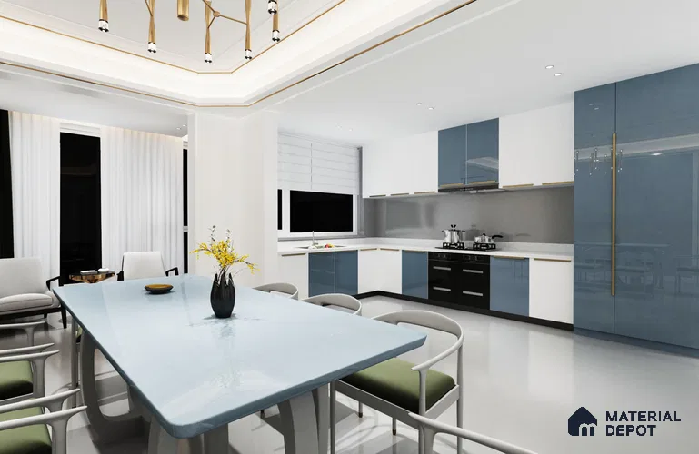 Blue Sparkle Look Crystal 1256 8 ft x 4 ft High Gloss Finish Decorative Laminate - 1.25 mm | Suitable for TV Unit, Wardrobe, Kitchen Cabinets