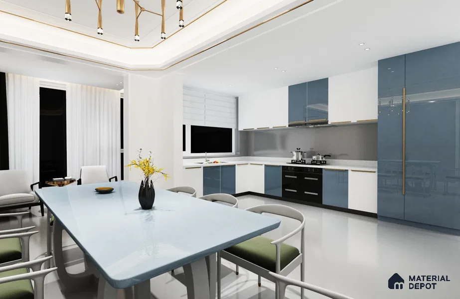 Blue Sparkle Look Crystal 1256 8 ft x 4 ft High Gloss Finish Decorative Laminate - 1.25 mm | Suitable for TV Unit, Wardrobe, Kitchen Cabinets