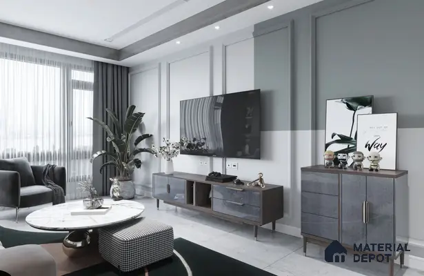 Grey Metallic Look Crystal 1258 8 ft x 4 ft High Gloss Finish Decorative Laminate - 1.25 mm | Suitable for TV Unit, Wardrobe, Kitchen Cabinets