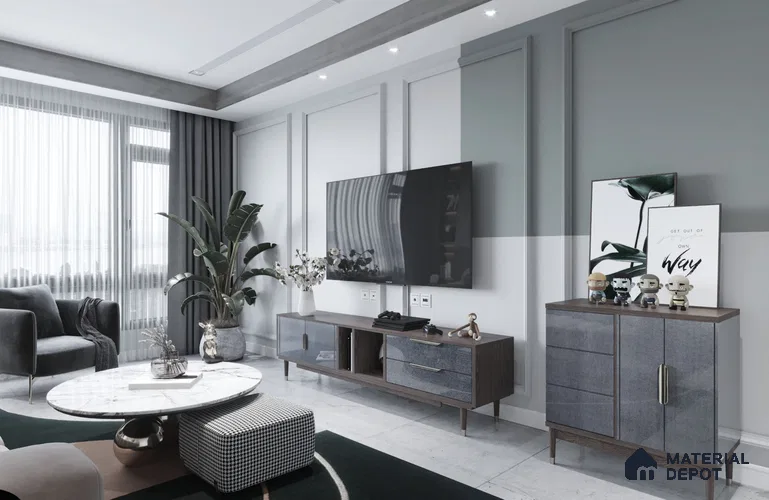 Grey Metallic Look Crystal 1258 8 ft x 4 ft High Gloss Finish Decorative Laminate - 1.25 mm | Suitable for TV Unit, Wardrobe, Kitchen Cabinets