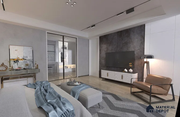 Grey Marble Look Crystal 1264 8 ft x 4 ft High Gloss Finish Decorative Laminate - 1.25 mm | Suitable for TV Unit, Wardrobe, Kitchen Cabinets