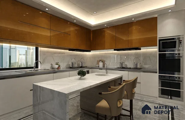Wooden Look Crystal 1273 8 ft x 4 ft High Gloss Finish Decorative Laminate - 1.25 mm | Suitable for TV Unit, Wardrobe, Kitchen Cabinets