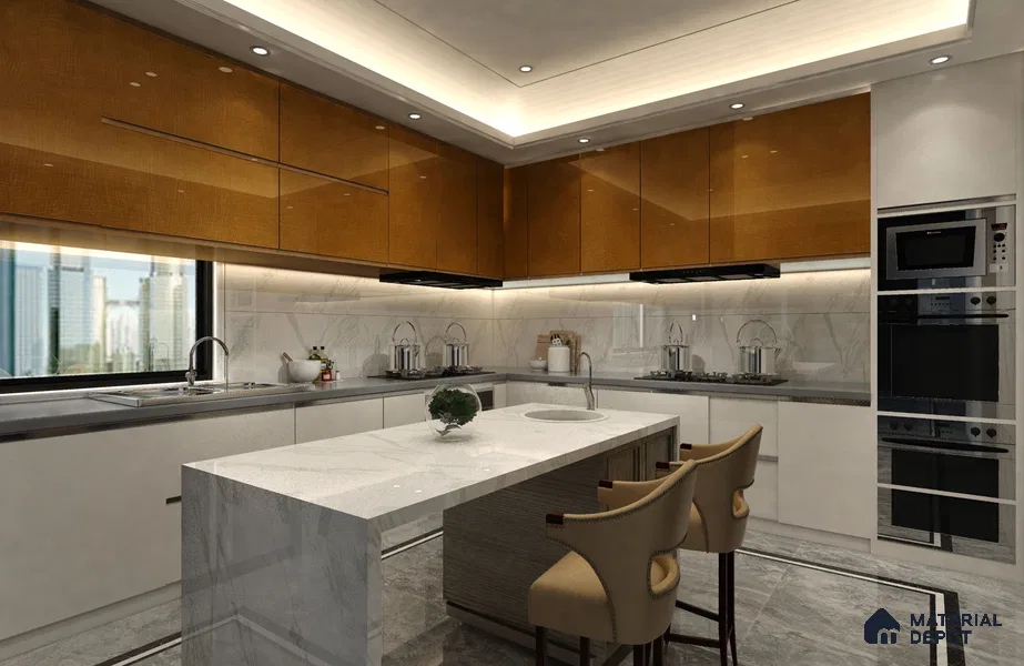 Wooden Look Crystal 1273 8 ft x 4 ft High Gloss Finish Decorative Laminate - 1.25 mm | Suitable for TV Unit, Wardrobe, Kitchen Cabinets