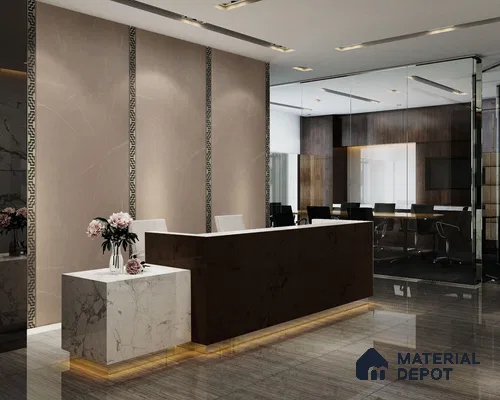 Beige Marble Look Matty Crystal Z+ 1248 8 ft x 4 ft Matte Finish Decorative Laminate - 1.25 mm | Suitable for TV Unit, Wardrobe, Kitchen Cabinets