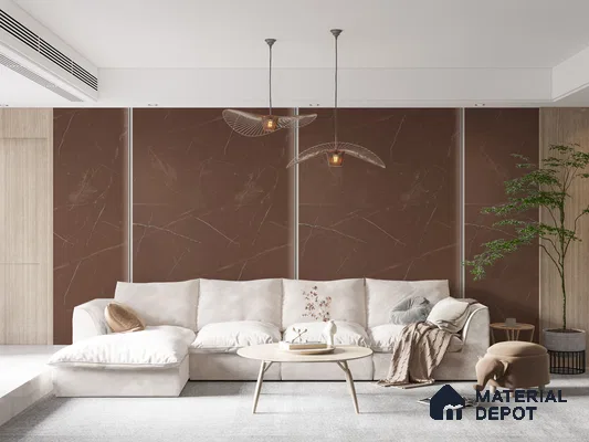Brown Marble Look Matty Crystal Z+ 1250 8 ft x 4 ft Matte Finish Decorative Laminate - 1.25 mm | Suitable for TV Unit, Wardrobe, Kitchen Cabinets