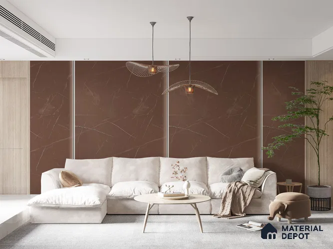 Brown Marble Look Matty Crystal Z+ 1250 8 ft x 4 ft Matte Finish Decorative Laminate - 1.25 mm | Suitable for TV Unit, Wardrobe, Kitchen Cabinets