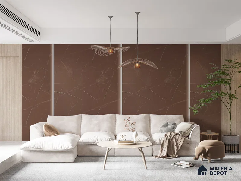 Brown Marble Look Matty Crystal Z+ 1250 8 ft x 4 ft Matte Finish Decorative Laminate - 1.25 mm | Suitable for TV Unit, Wardrobe, Kitchen Cabinets