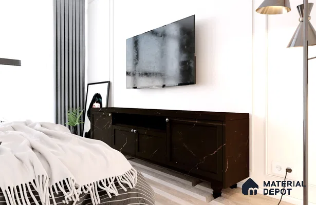 Black Marble Look Matty Crystal Z+ 1251 8 ft x 4 ft Matte Finish Decorative Laminate - 1.25 mm | Suitable for TV Unit, Wardrobe, Kitchen Cabinets