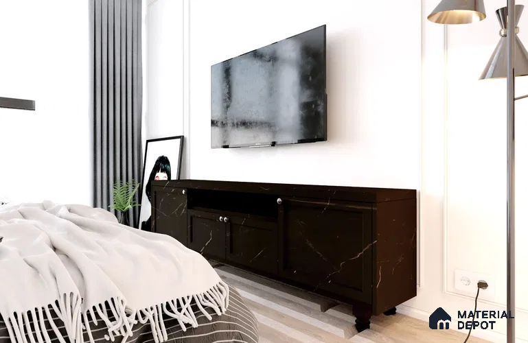 Black Marble Look Matty Crystal Z+ 1251 8 ft x 4 ft Matte Finish Decorative Laminate - 1.25 mm | Suitable for TV Unit, Wardrobe, Kitchen Cabinets