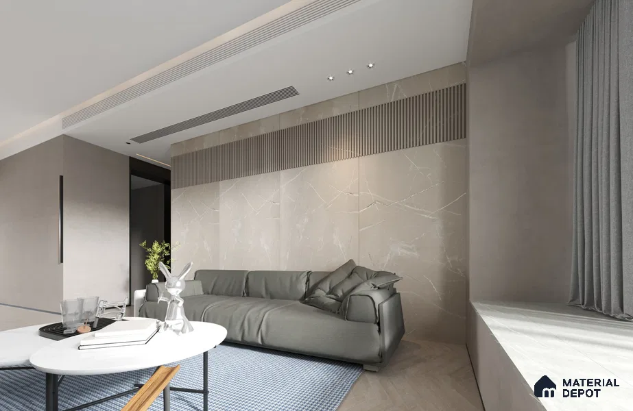 Grey Marble Look Matty Crystal Z+ 1276 8 ft x 4 ft Matte Finish Decorative Laminate - 1.25 mm | Suitable for TV Unit, Wardrobe, Kitchen Cabinets
