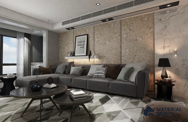Beige Terrazzo Look Crystal Matty+ 1281 8 ft x 4 ft Texture Finish Decorative Laminate - 1.25 mm | Suitable for TV Unit, Wardrobe, Kitchen Cabinets