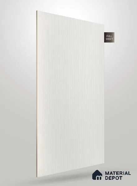 Ivory White Fluted Solid Color Crystal Z + BB 1112 8 ft x 4 ft Texture Finish Decorative Laminate - 1.25 mm | Suitable for TV Unit,Wardrobe, Kitchen Cabinets