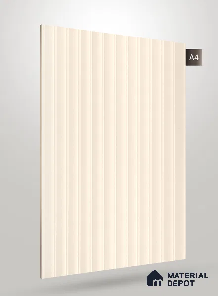 Soft Cream Fluted Solid Color Crystal Z + BB 1163 8 ft x 4 ft Texture Finish Decorative Laminate - 1.25 mm | Suitable for TV Unit,Wardrobe, Kitchen Cabinets