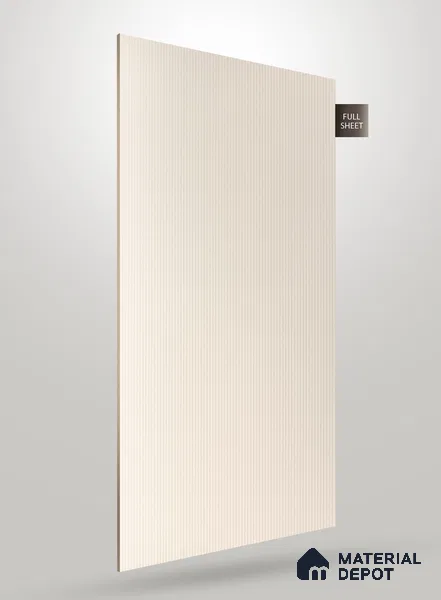 Soft Cream Fluted Solid Color Crystal Z + BB 1163 8 ft x 4 ft Texture Finish Decorative Laminate - 1.25 mm | Suitable for TV Unit,Wardrobe, Kitchen Cabinets
