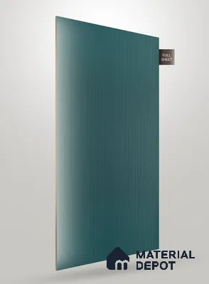 Teal Green Fluted Solid Color Crystal Z + BB 1175 8 ft x 4 ft Texture Finish Decorative Laminate - 1.25 mm | Suitable for TV Unit,Wardrobe, Kitchen Cabinets