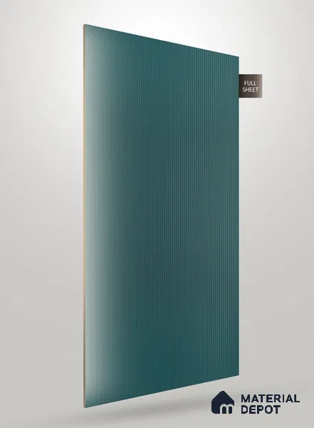 Teal Green Fluted Solid Color Crystal Z + BB 1175 8 ft x 4 ft Texture Finish Decorative Laminate - 1.25 mm | Suitable for TV Unit,Wardrobe, Kitchen Cabinets