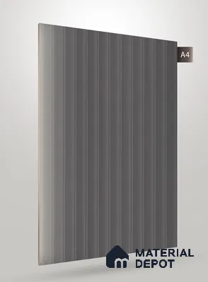 Charcoal Grey Fluted Solid Color Crystal Z + BB 1177 8 ft x 4 ft Texture Finish Decorative Laminate - 1.25 mm | Suitable for TV Unit,Wardrobe, Kitchen Cabinets