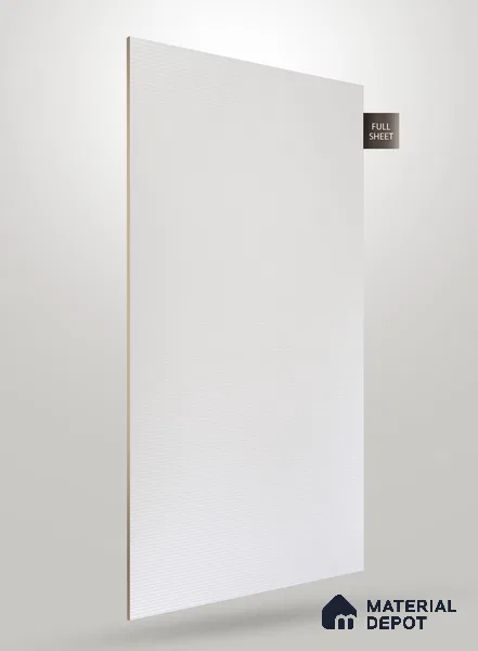 Bright White Fluted Solid Color CRYSTAL Z+ GW 1130 8 ft x 4 ft Texture Finish Decorative Laminate - 1.25 mm | Suitable for TV Unit,Wardrobe, Kitchen Cabinets