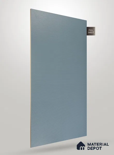 Powder Blue Fluted Solid Color CRYSTAL Z+ GW 1132 8 ft x 4 ft Texture Finish Decorative Laminate - 1.25 mm | Suitable for TV Unit,Wardrobe, Kitchen Cabinets