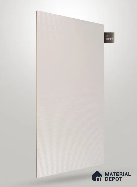Soft White Fluted Solid Color CRYSTAL Z+ GW 1148 8 ft x 4 ft Texture Finish Decorative Laminate - 1.25 mm | Suitable for TV Unit,Wardrobe, Kitchen Cabinets