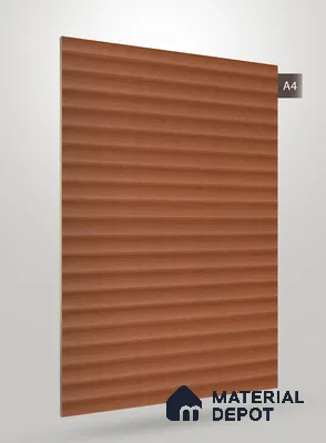 Warm Chestnut Brown Fluted Solid Color CRYSTAL Z+ GW 1293 8 ft x 4 ft Texture Finish Decorative Laminate - 1.25 mm | Suitable for TV Unit,Wardrobe, Kitchen Cabinets
