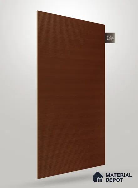 Walnut Brown Fluted Solid Color CRYSTAL Z+ GW 1294 8 ft x 4 ft Texture Finish Decorative Laminate - 1.25 mm | Suitable for TV Unit,Wardrobe, Kitchen Cabinets