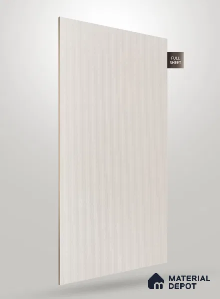 Soft White Fluted Solid Color Crystal Z + PP 1123 8 ft x 4 ft High Gloss Finish Decorative Laminate - 1.25 mm | Suitable for TV Unit,Wardrobe, Kitchen Cabinets