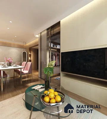 Cream Textured Solid Look CRYSTAL Z SS 1163 Sunshine Sand 8 ft x 4 ft Texture Finish Decorative Laminate - 1.25 mm | Suitable for TV Unit, Wardrobe, Kitchen Cabinets